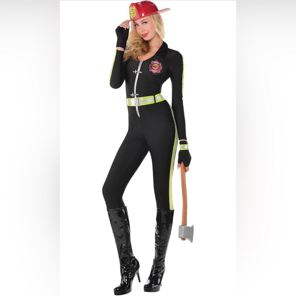 Amscan Adult Fired Up Firefighter Costume - Small (2-4), Multicolor